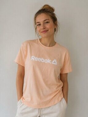 Brand New Reebok Women's Peach Logo Short Sleeve Tee
